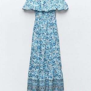 Zara Blue Floral Midi Dress